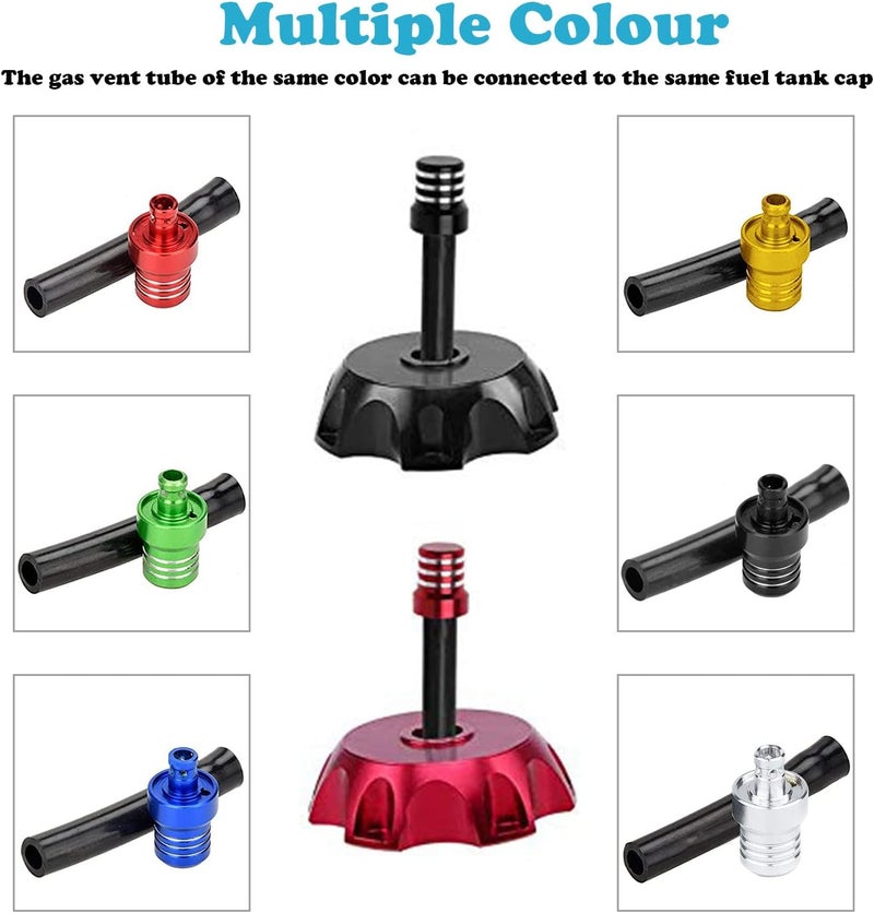 APPYU 2Pcs ATV Air Vent Hose Gas Fuel Cap Universal CNC Tank Valve Tube with Check Ball Aluminum Breather for CR125R CR250 CR250R CR450R CR480R CR500R CR80R CRF100F CRF125F CRF125 CRF50F CRF70F Red - Image 3